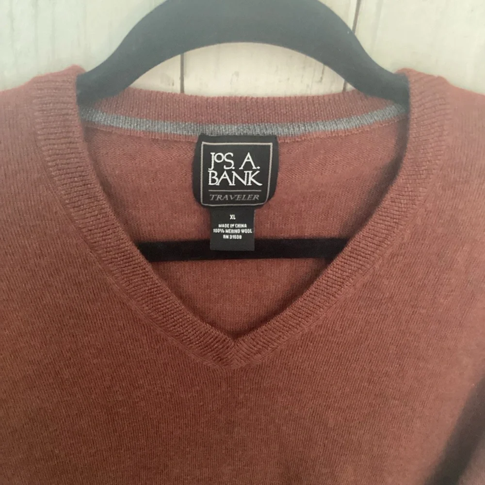 Jos A Bank V Neck Wool Mens Sweaters Orange and Tan Bundle of Two XL